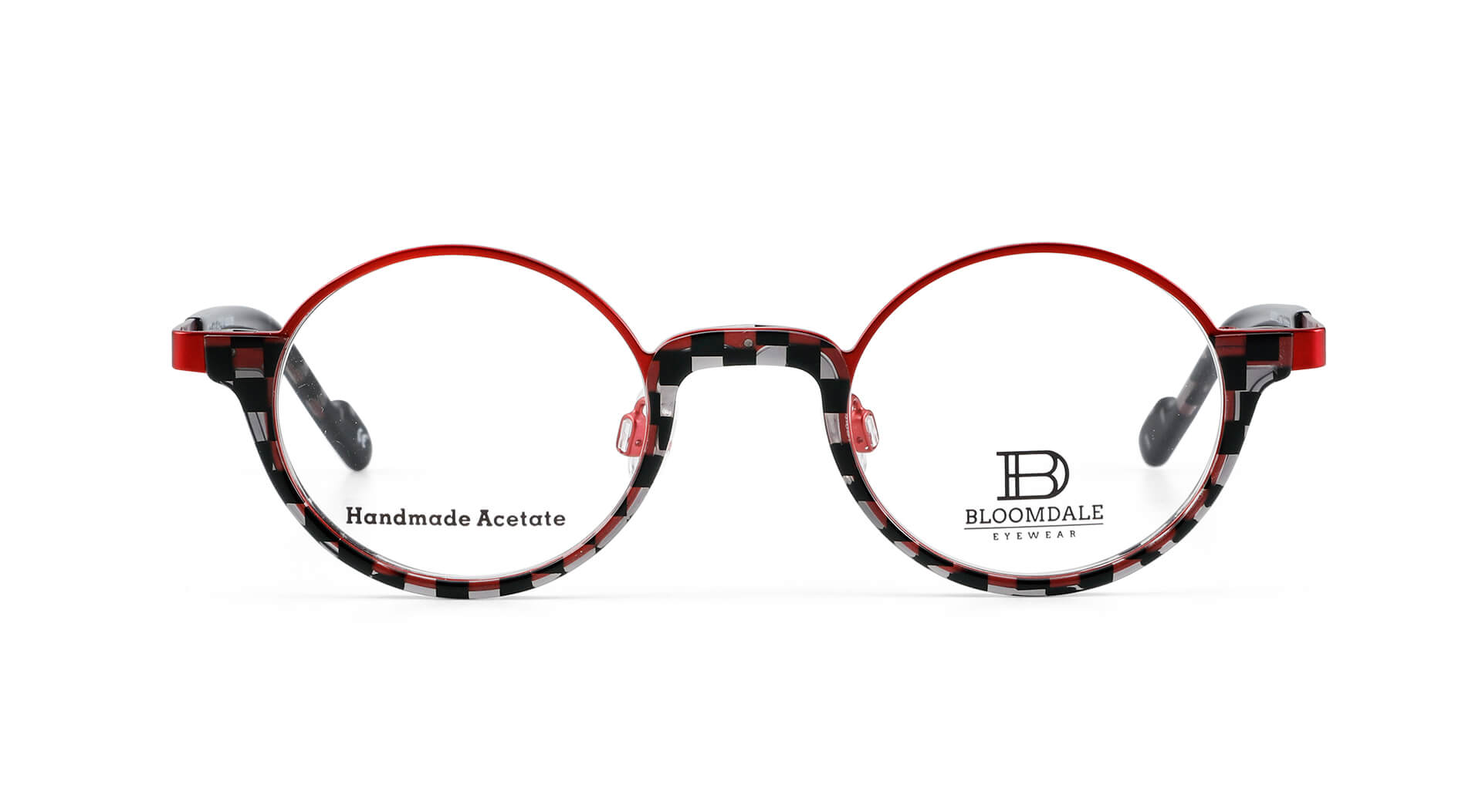Bloomdale Eyewear bril B722-65 kleur rood met zwart en wit geblokt