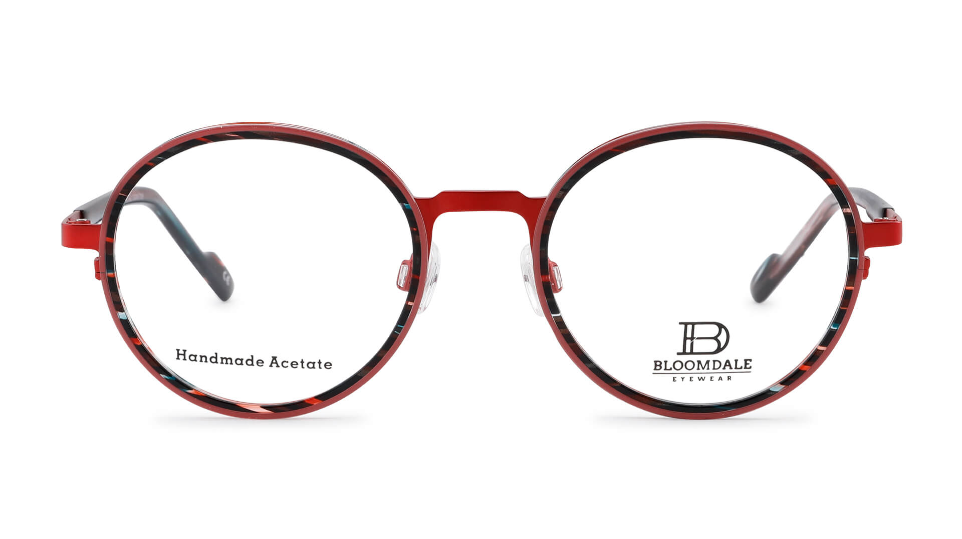Bloomdale Eyewear bril B738-65 kleur rood met zwart gemêleerd