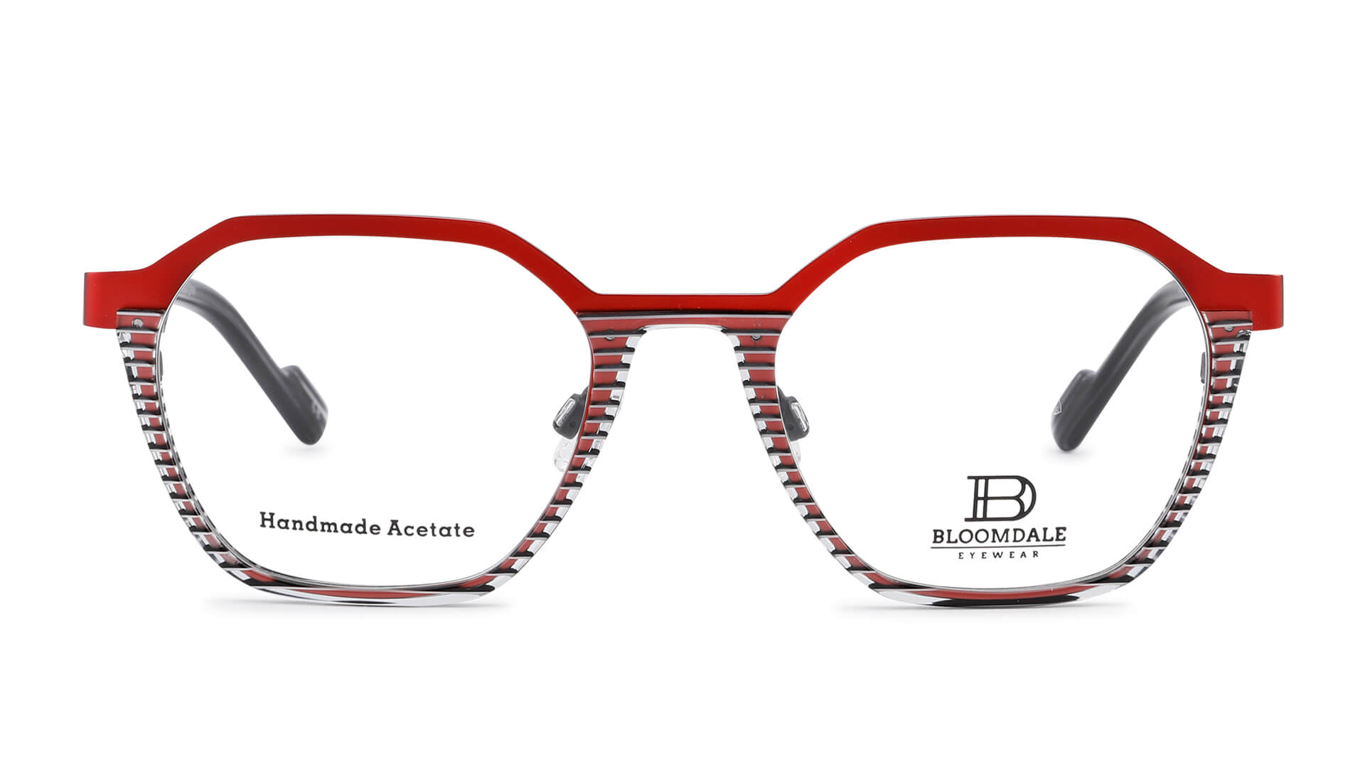 Bloomdale Eyewear bril B742-65 kleur rood met zwart gestreept