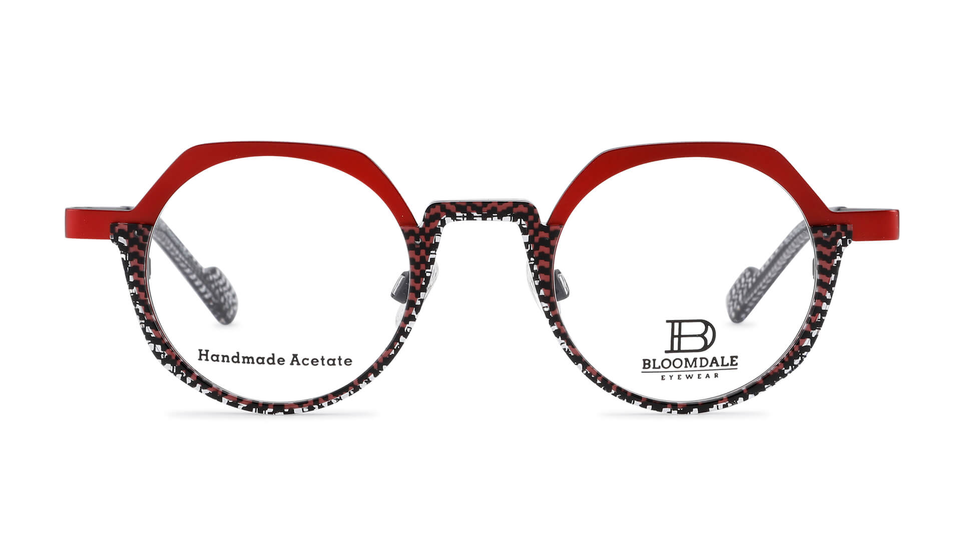 Bloomdale Eyewear bril B743-65 kleur rood met zwart geblokt