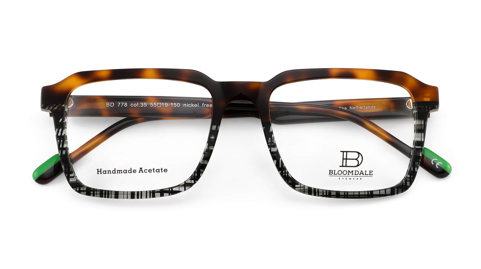 Bloomdale Eyewear bril B778-35 kleur havana bruin-zwart met groen