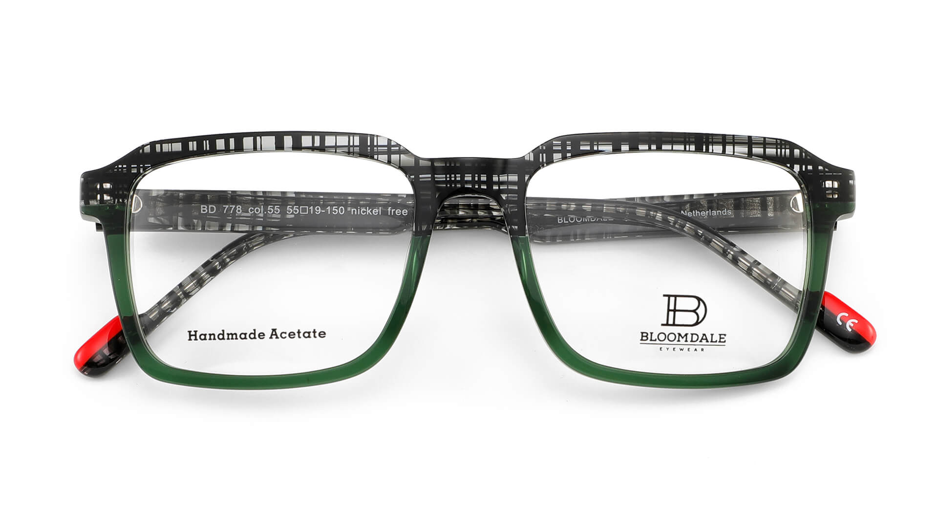 Bloomdale Eyewear bril B778-55 kleur zwart met groen en rood