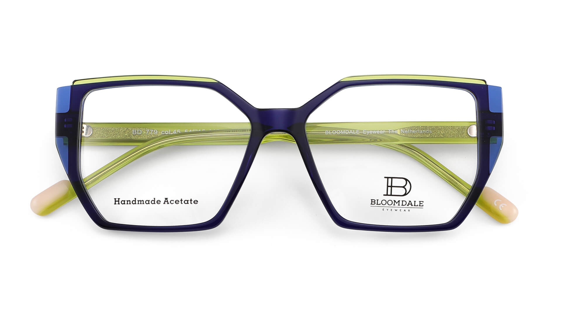 Bloomdale Eyewear bril B779-45 kleur blauw met lime groen
