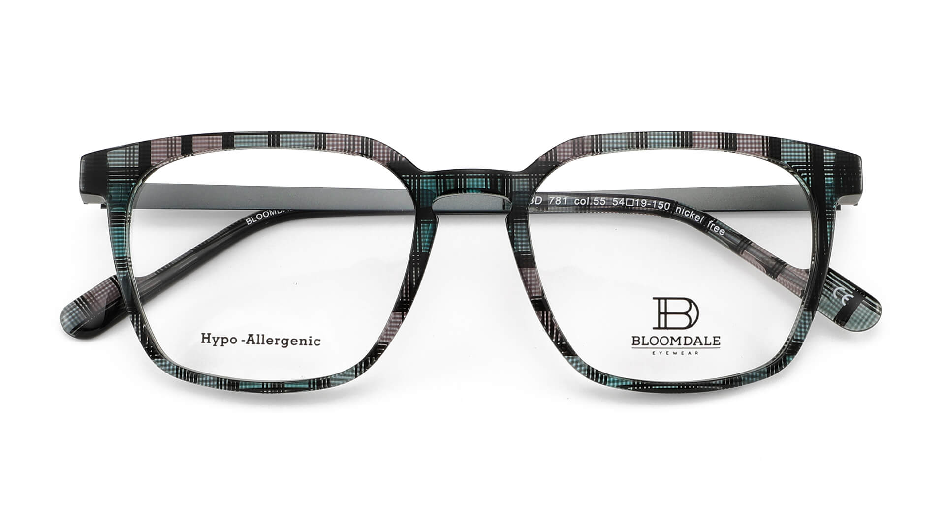 Bloomdale Eyewear bril B781-55 kleur donkergrijs met groen