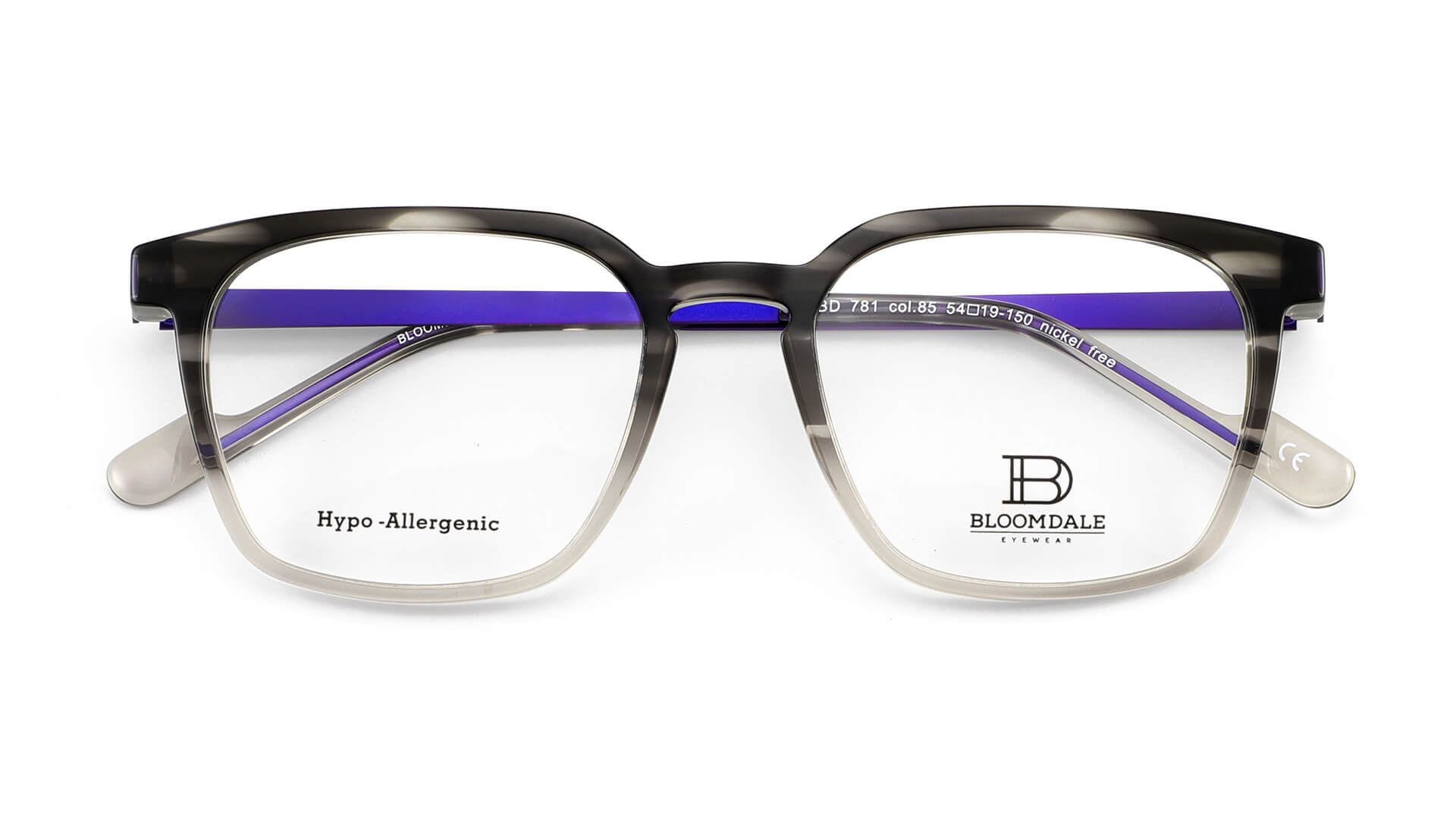 Bloomdale Eyewear bril B781-85 kleur donkergrijs met kobalt blauw