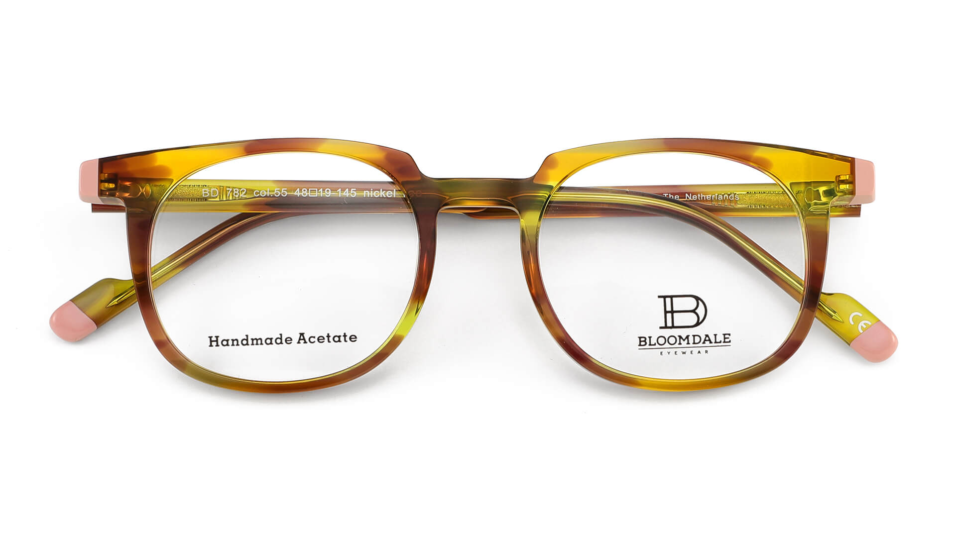 Bloomdale Eyewear bril B782-55 kleur bruin met geel en roze