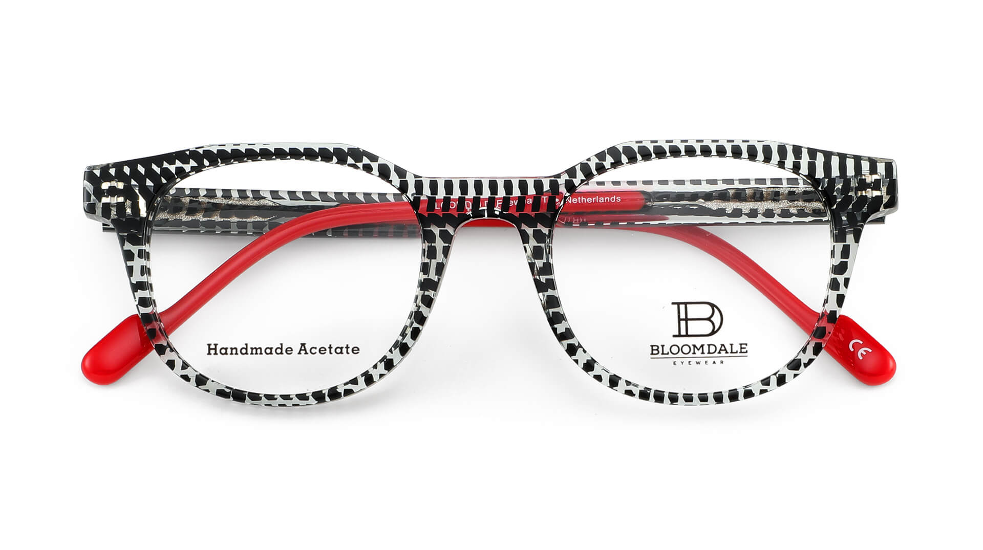 Bloomdale Eyewear bril B784-85 kleur zwart gestreept transparant met rood