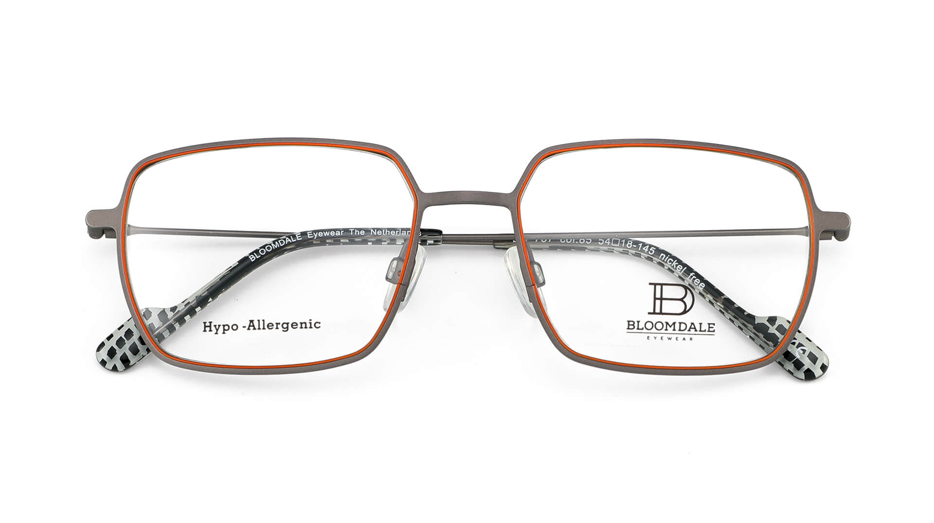Bloomdale Eyewear bril B787-85 kleur grijs met rood