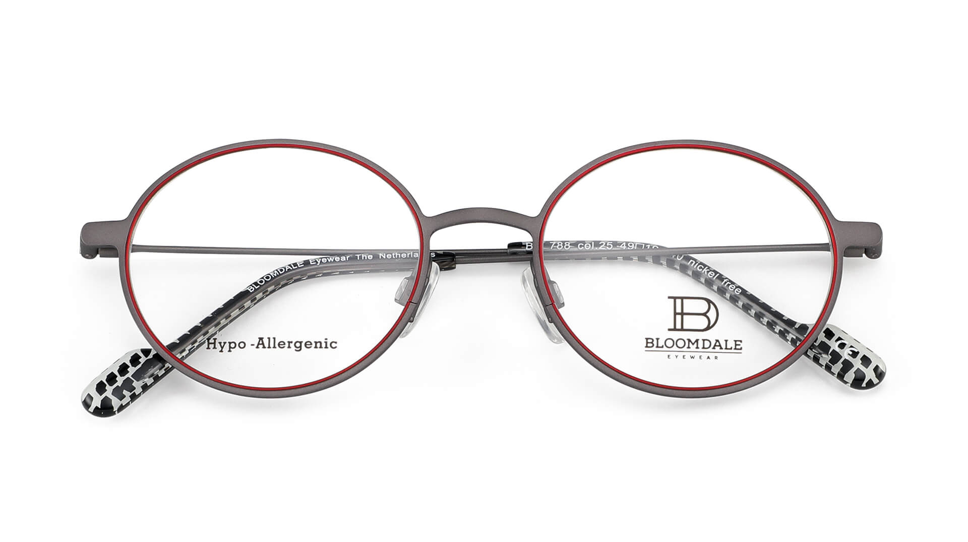 Bloomdale Eyewear bril B788-25 kleur grijs met rood