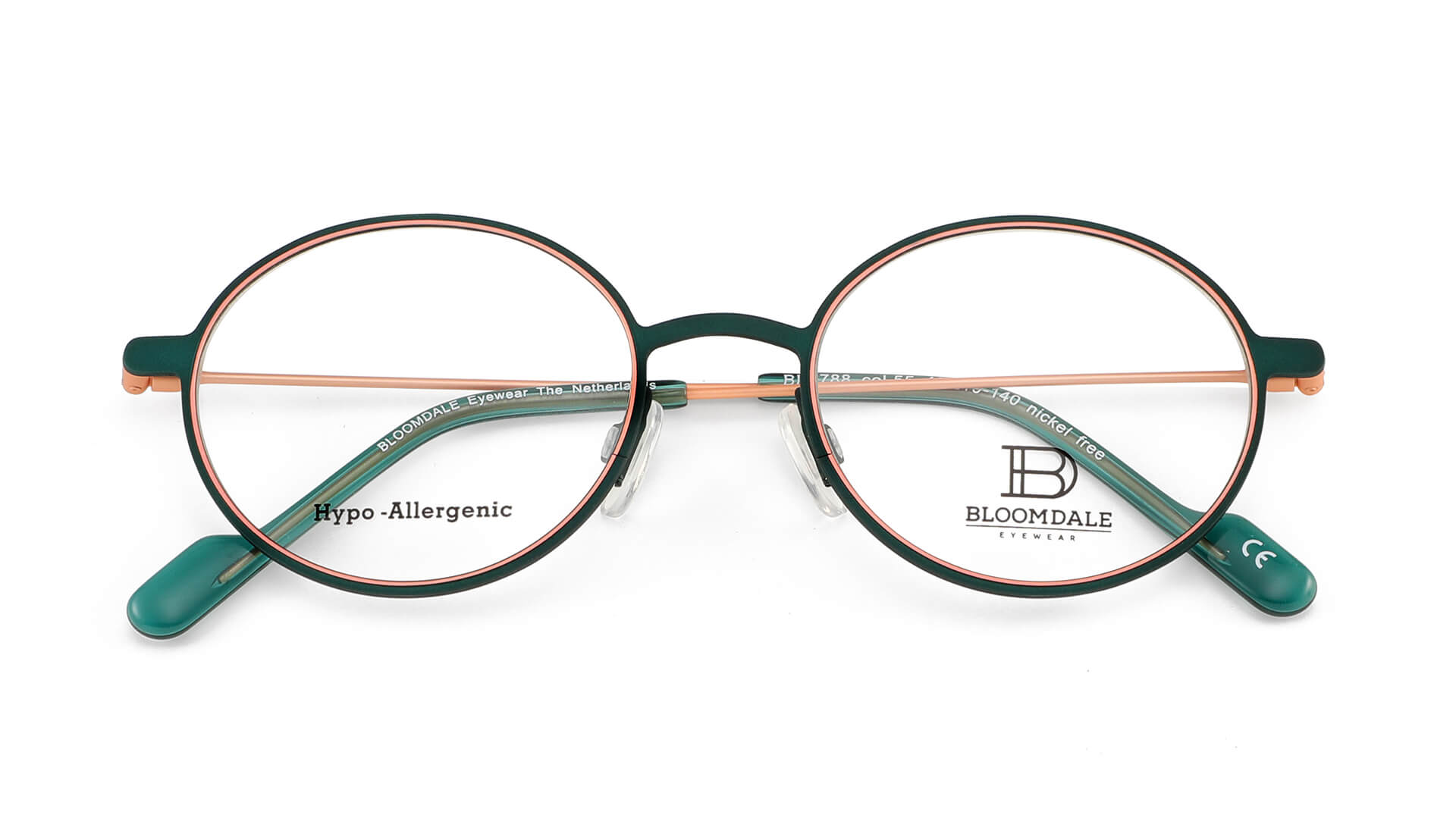 Bloomdale Eyewear bril B788-55 kleur groen met rose goud