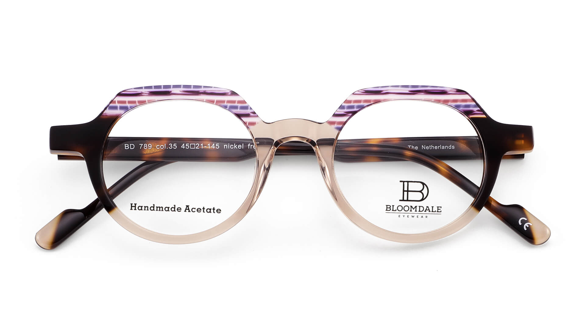 Bloomdale Eyewear bril B789-35 kleur multicolor bruin met roze