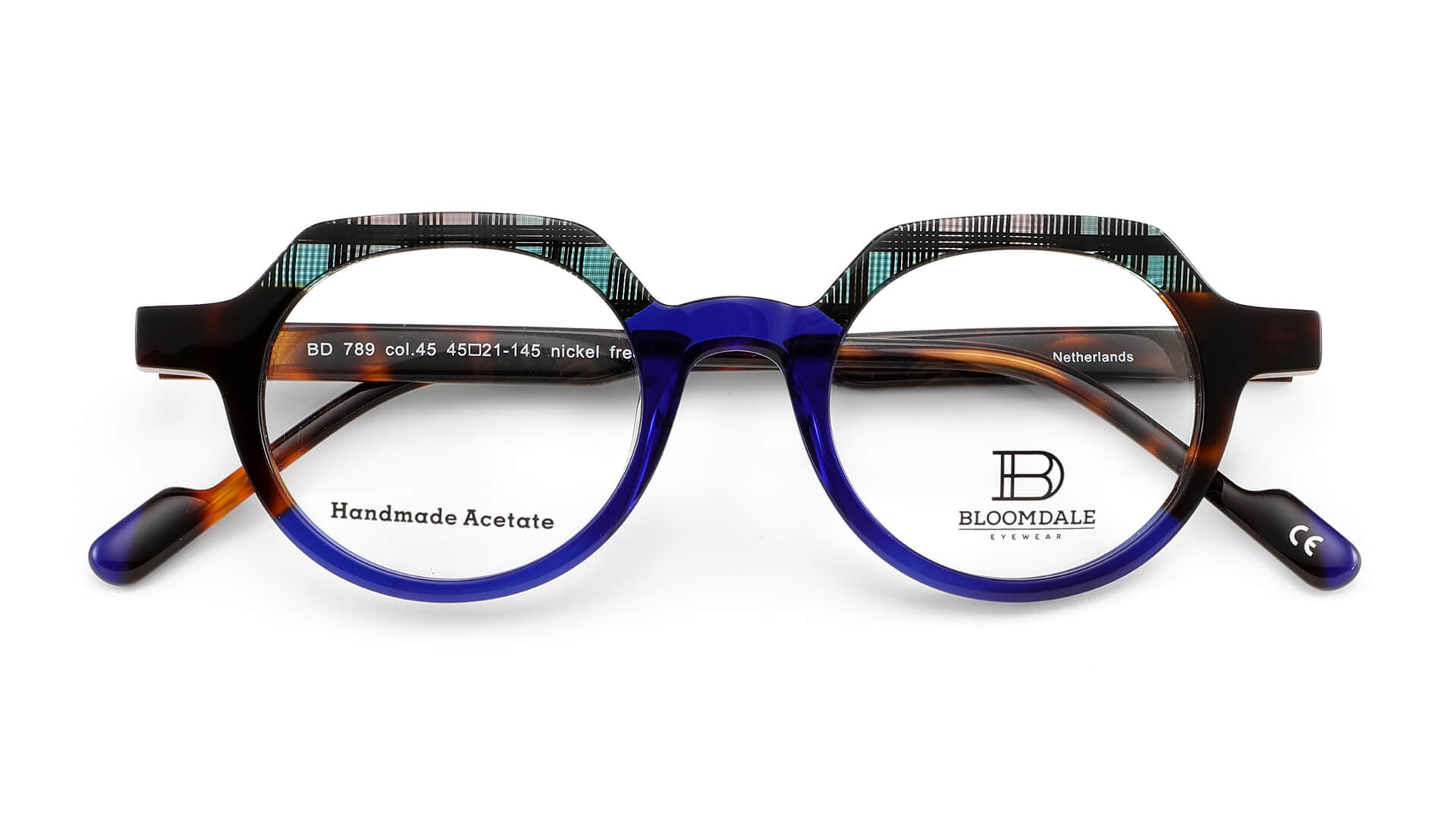 Bloomdale Eyewear bril B789-45 kleur multicolor groen met blauw en zwart
