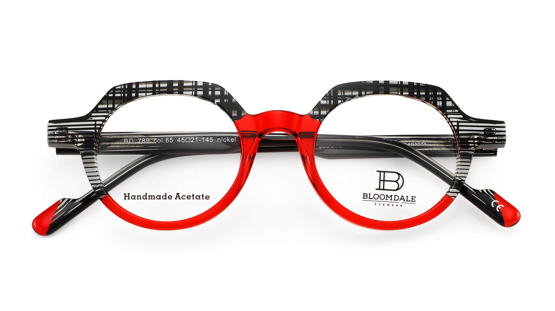 Bloomdale Eyewear bril B789-65 kleur multicolor zwart met rood