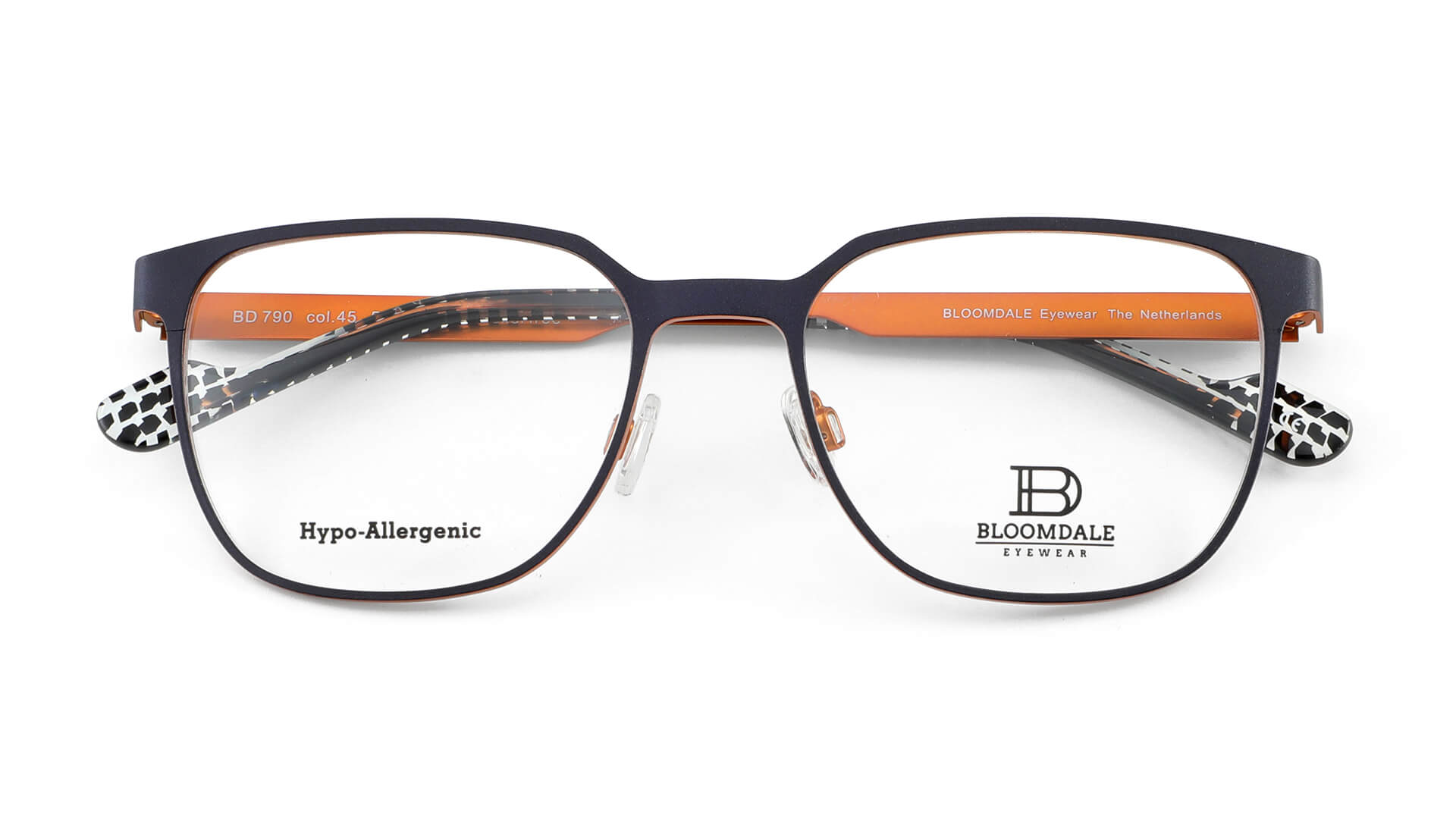 Bloomdale Eyewear bril B790-45 kleur donkerblauw met oranje