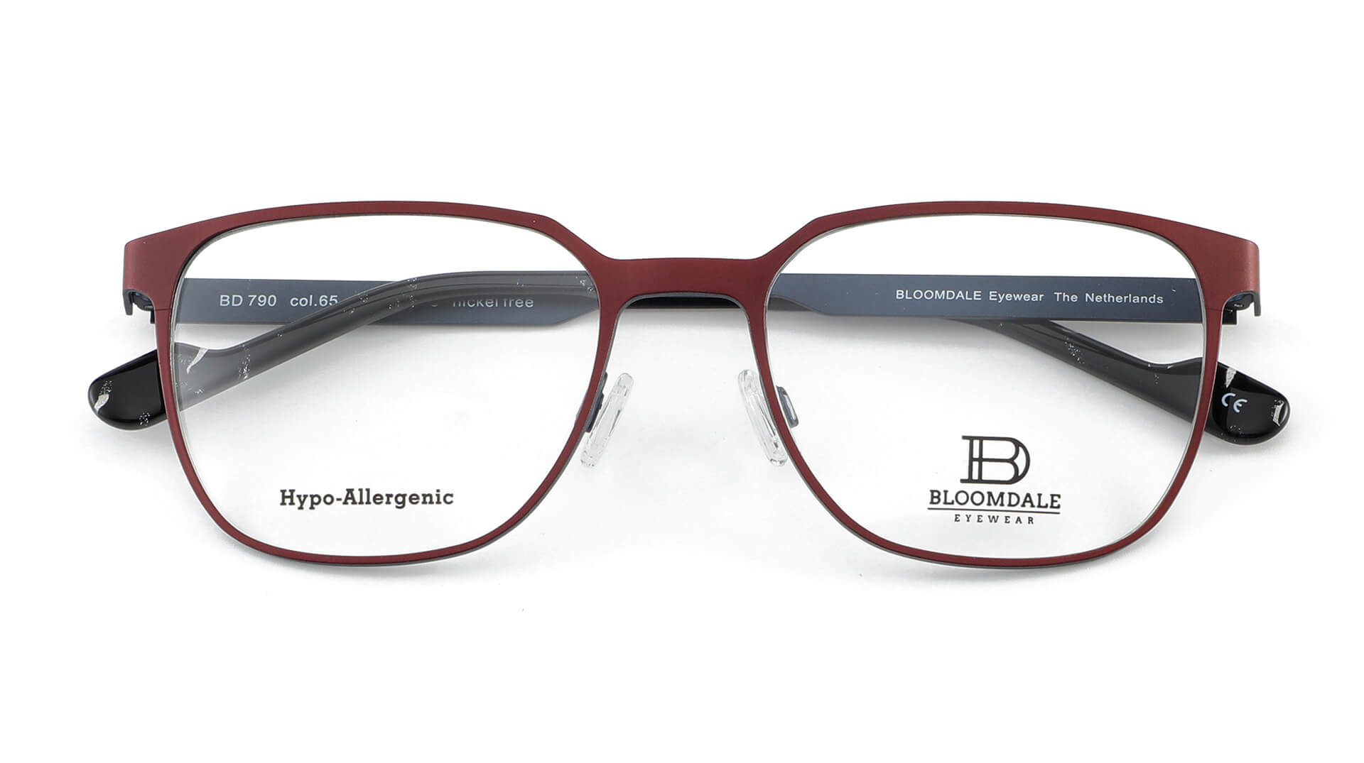 Bloomdale Eyewear bril B790-65 kleur bordeaux rood met blauw