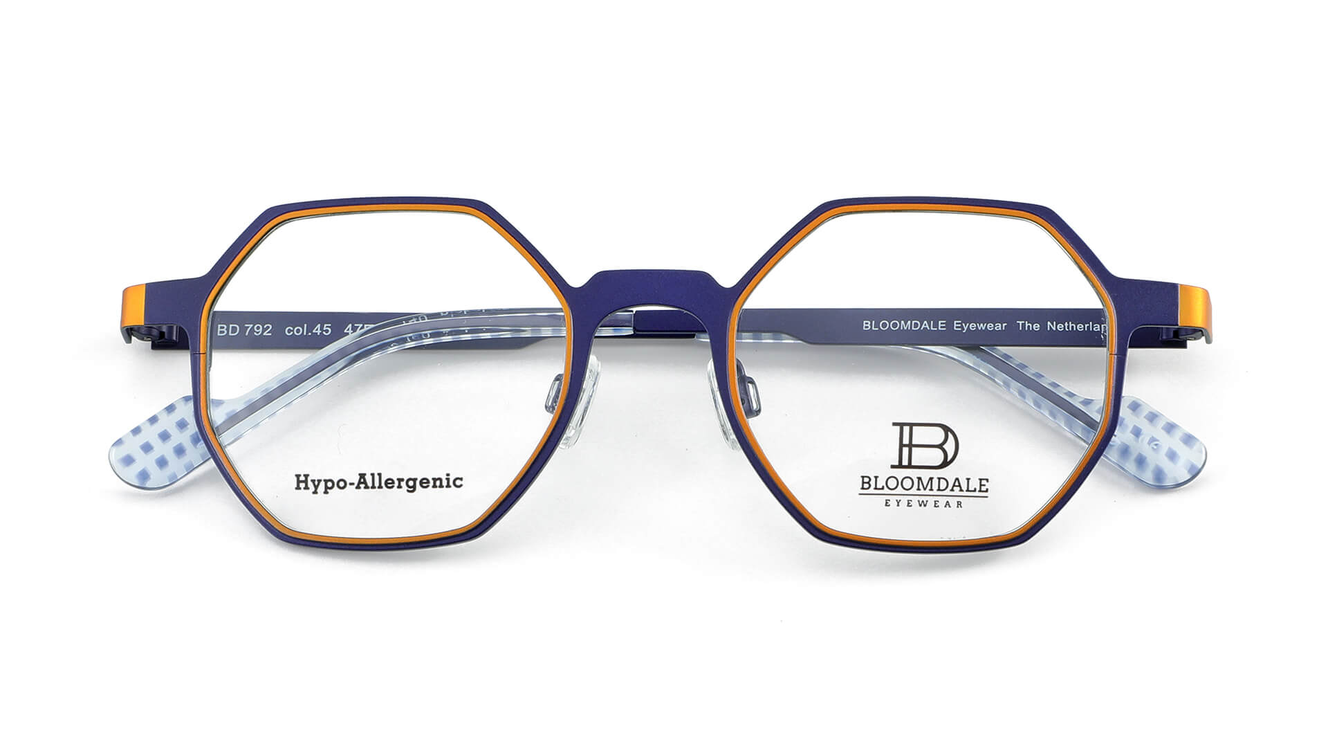 Bloomdale Eyewear bril B792-45 kleur blauw met oranje