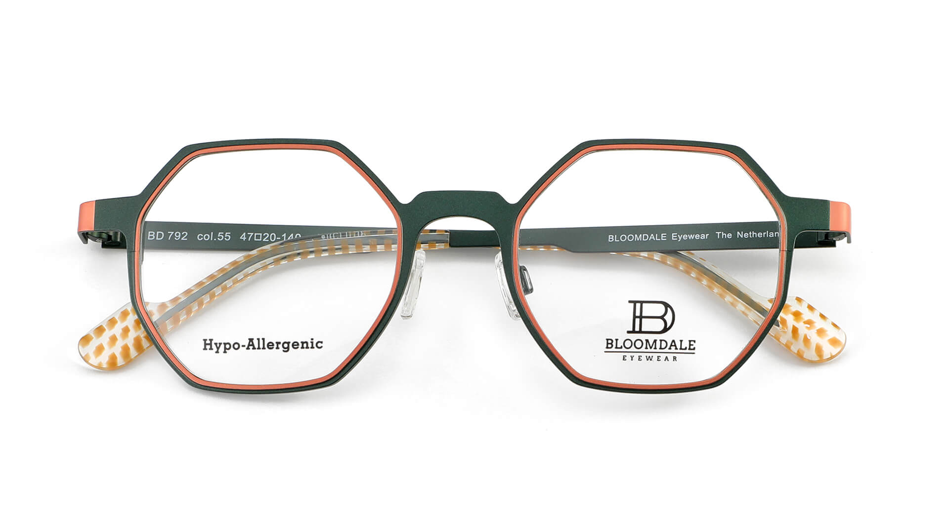 Bloomdale Eyewear bril B792-55 kleur groen met oranje