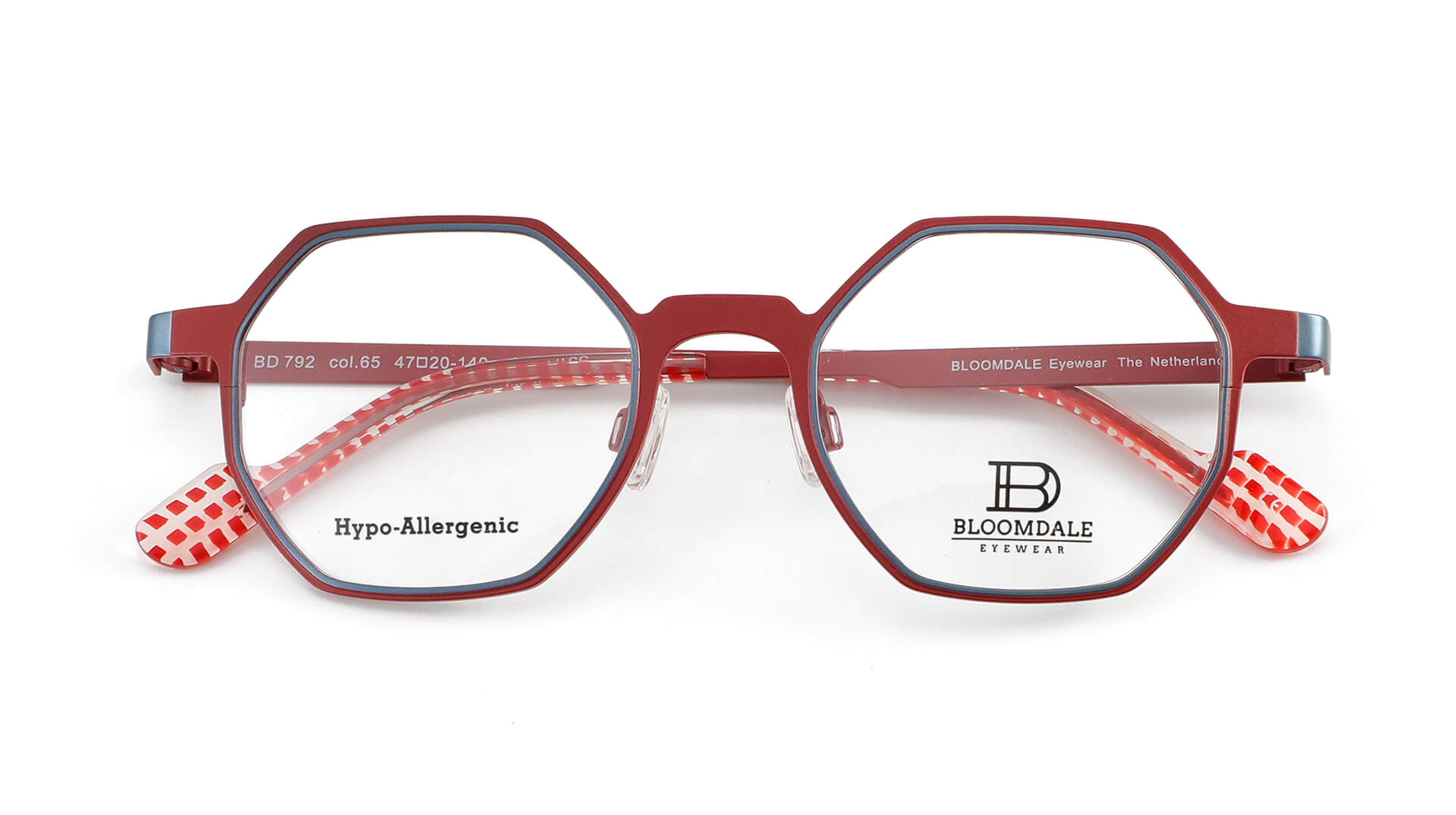 Bloomdale Eyewear bril B792-65 kleur rood met grijs