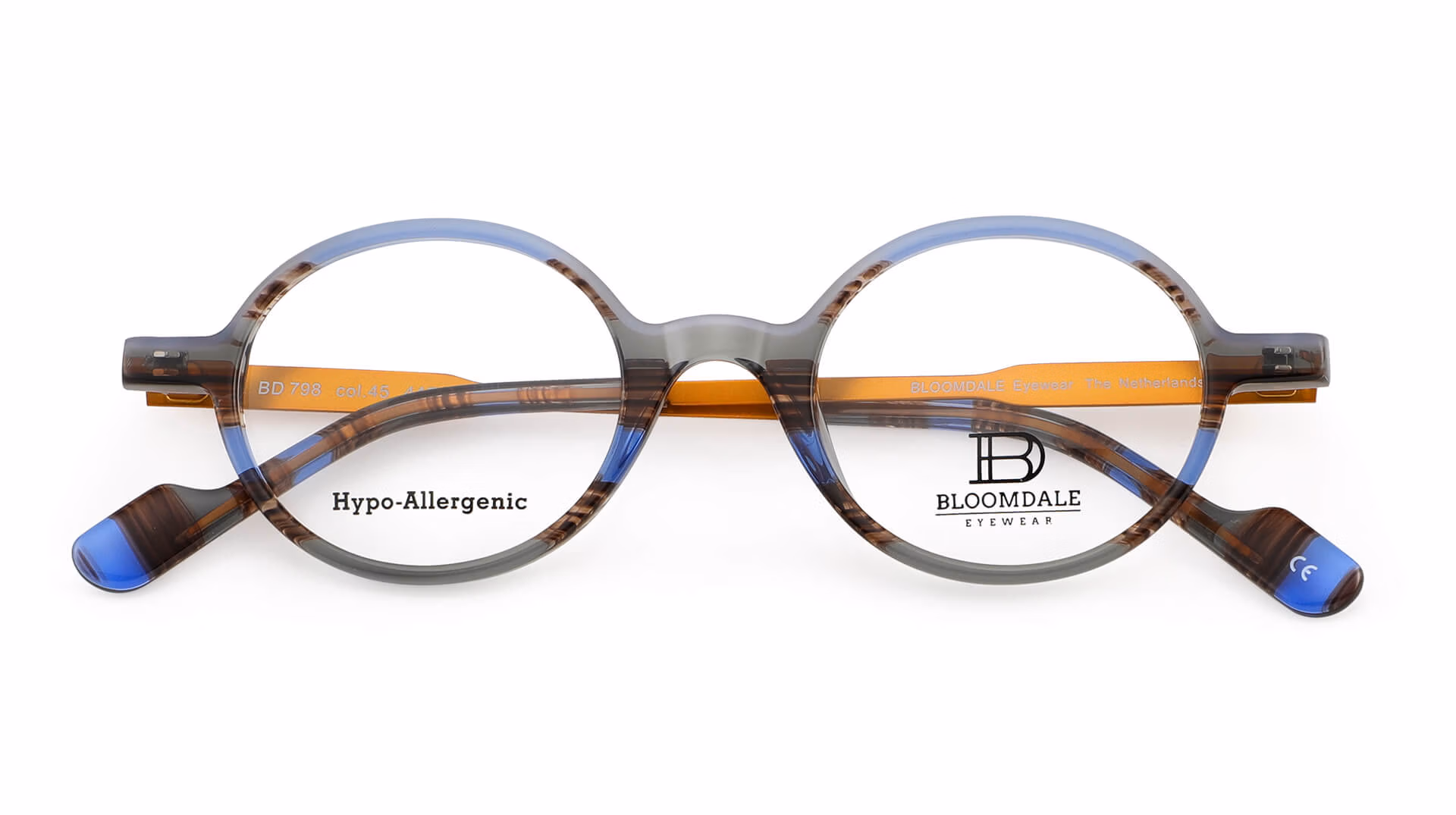 Bloomdale Eyewear bril model BD798-45 kleur multicolor blauw-oranje-grijs