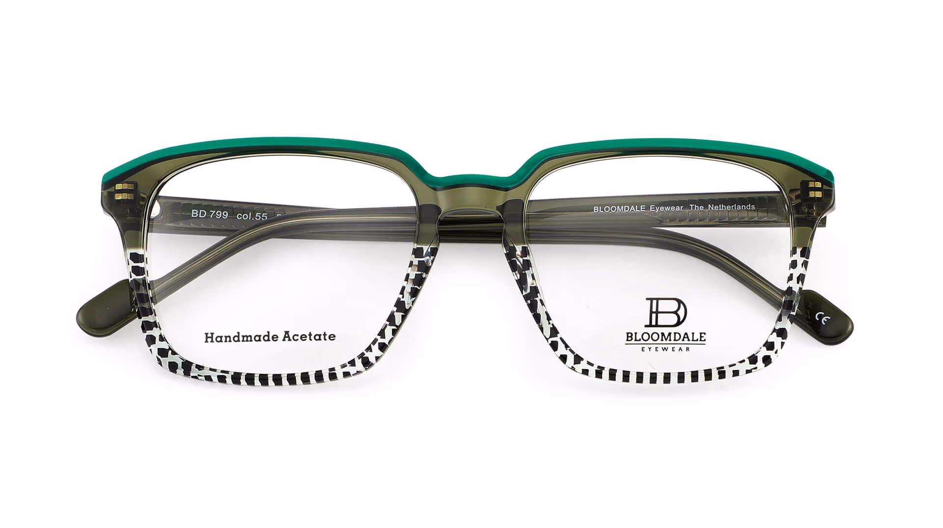 Bloomdale Eyewear bril model BD799-55 kleur groen met zwart geblokt
