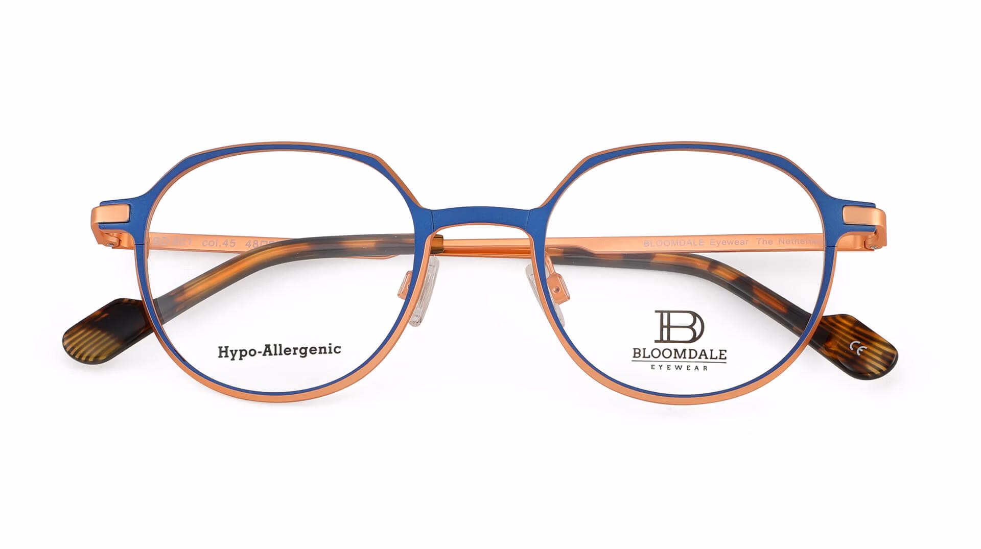Bloomdale Eyewear bril model BD801-45 kleur blauw met rosé gold