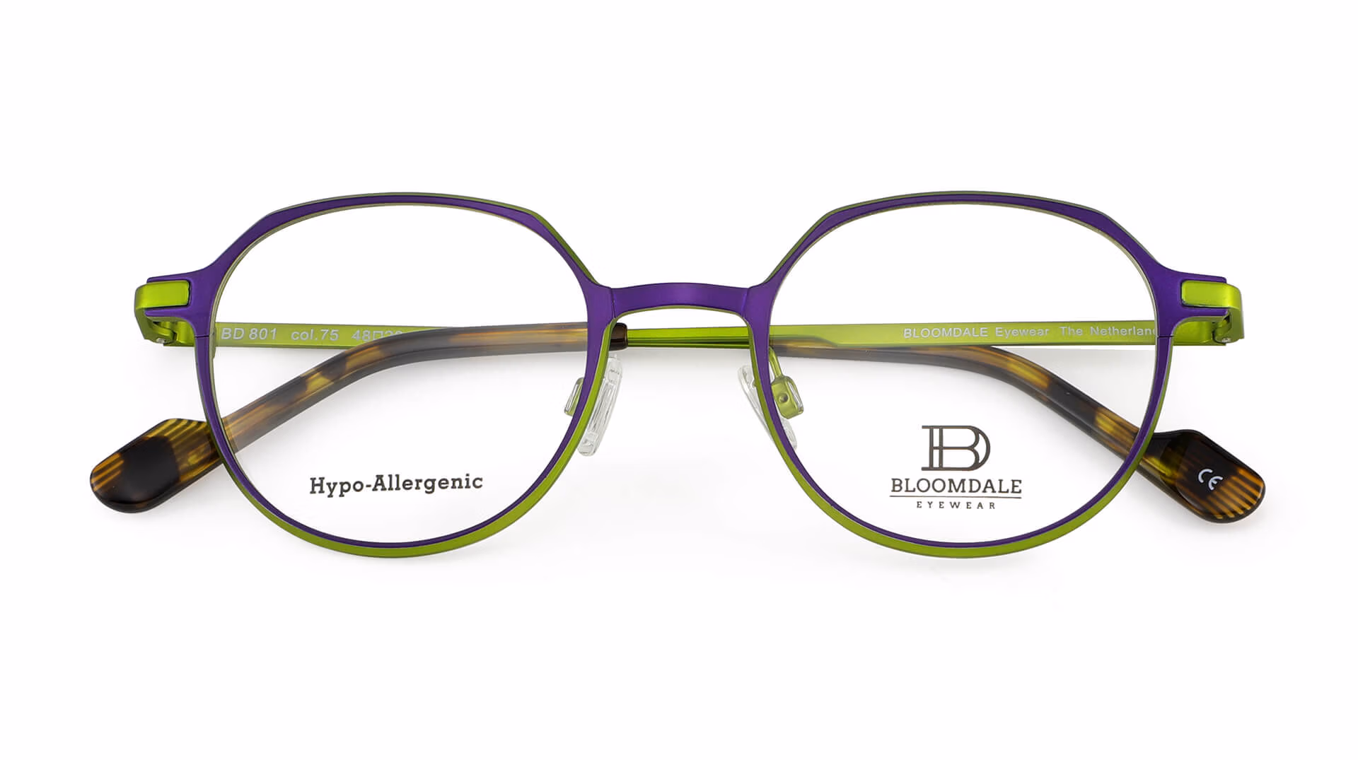 Bloomdale Eyewear bril model BD801-75 kleur paars met limegroen