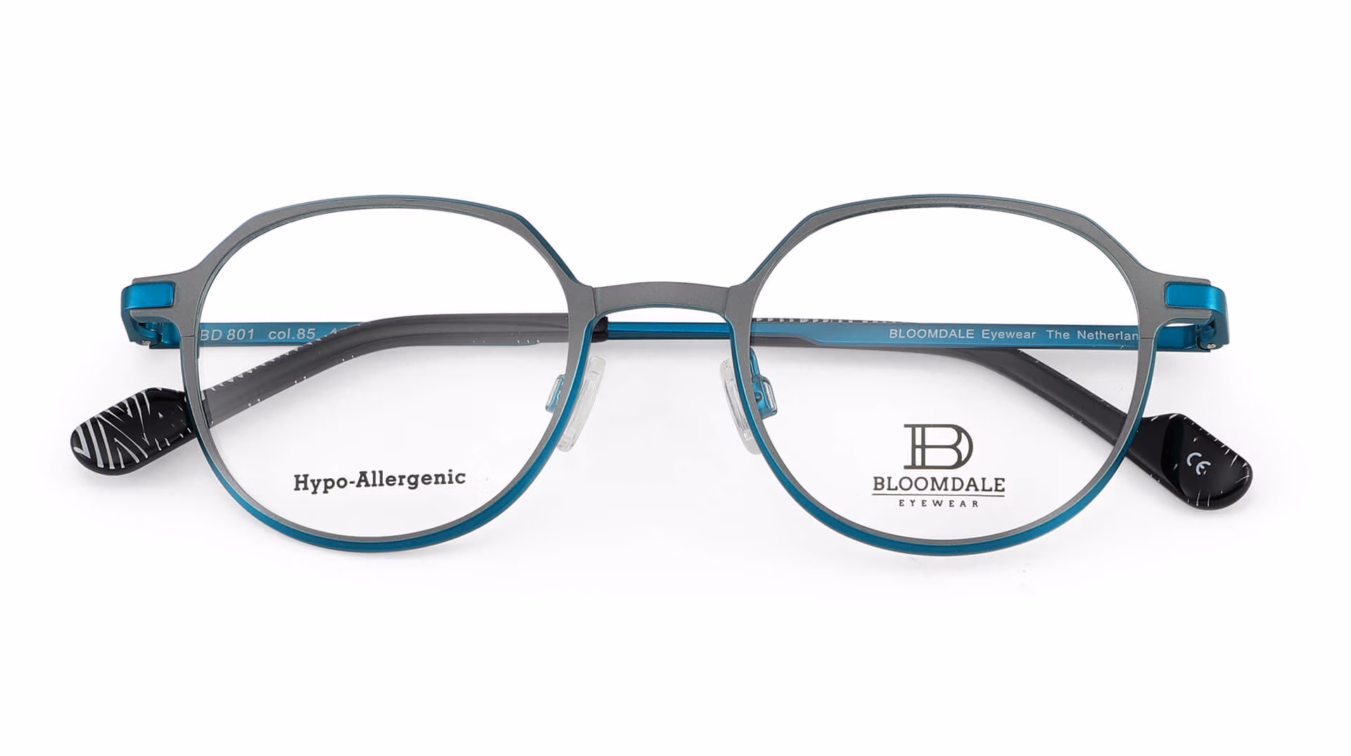Bloomdale Eyewear bril model BD801-85 kleur grijs met turquoise