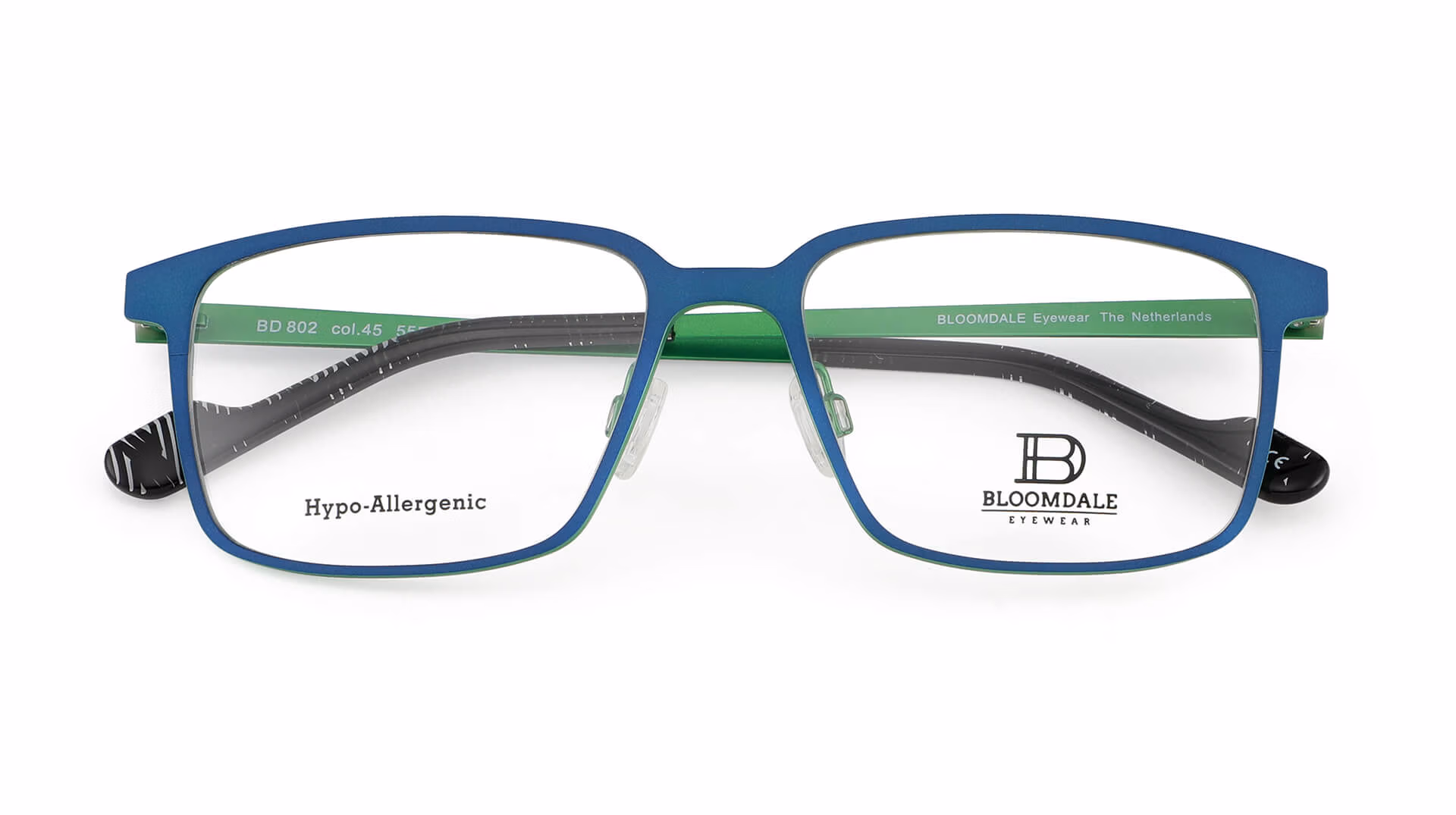 Bloomdale Eyewear bril model BD802-45 kleur petrol blauw met groen