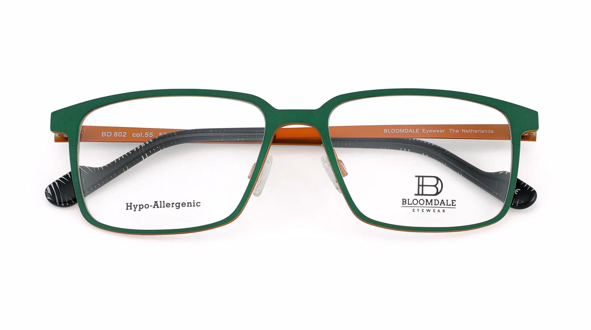 Bloomdale Eyewear bril model BD802-55 kleur groen met oranje