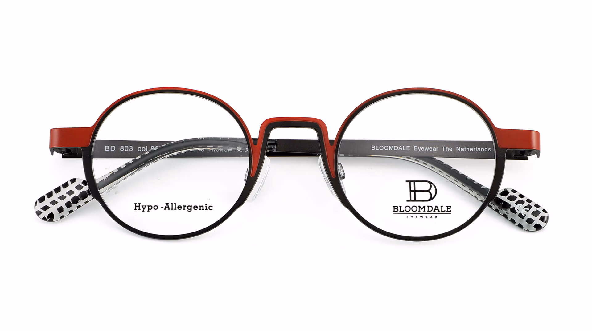 Bloomdale Eyewear bril model B803-85 kleur antraciet grijs met rood