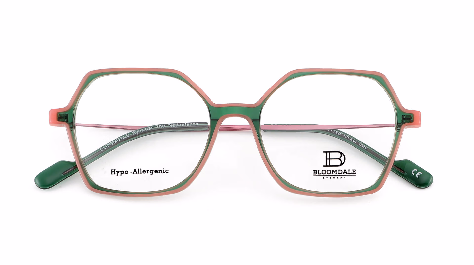 Bloomdale Eyewear bril model B805-55 kleur transparant groen met roze