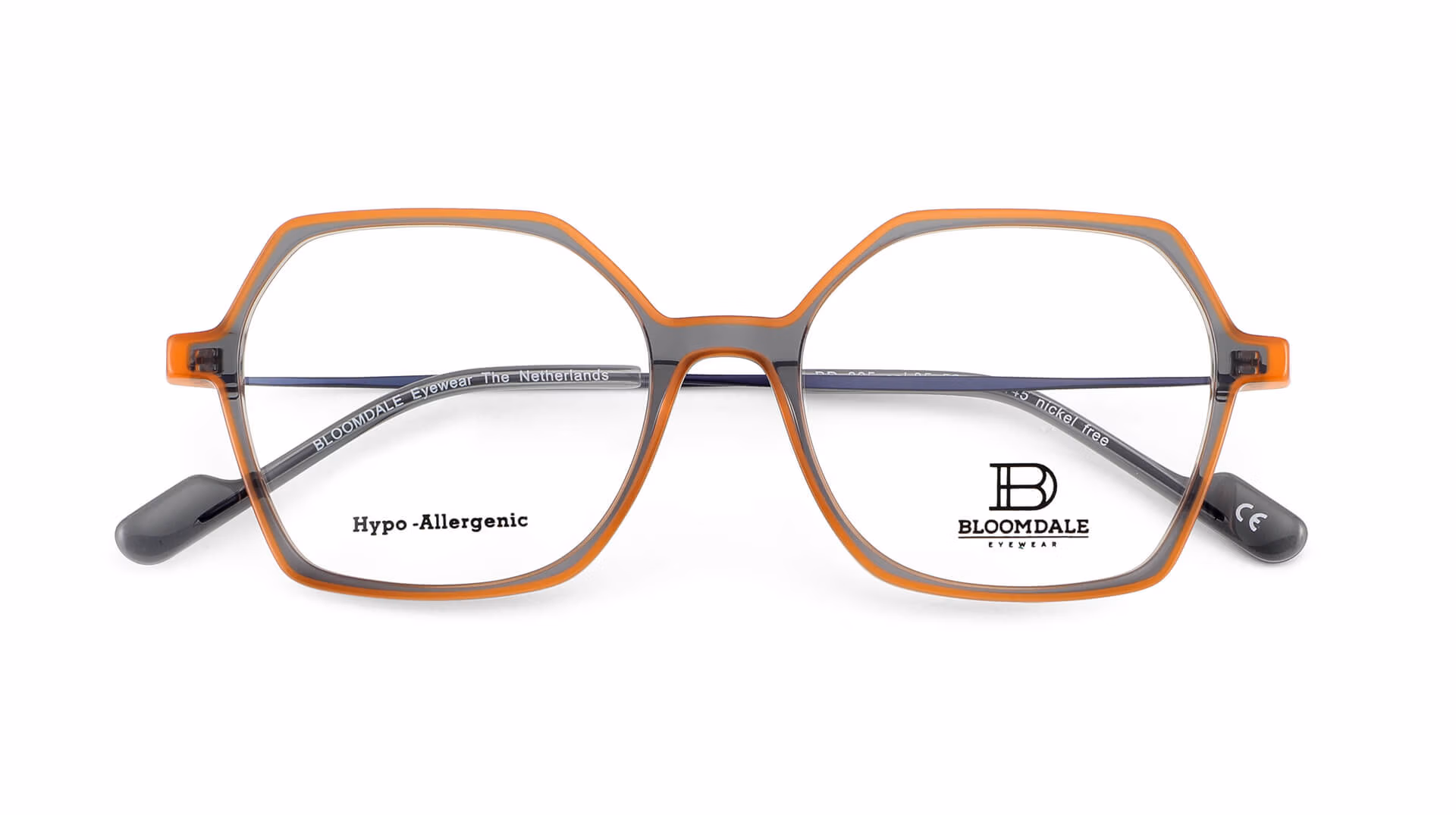 Bloomdale Eyewear bril model B805-85 kleur transparant grijs met oranje